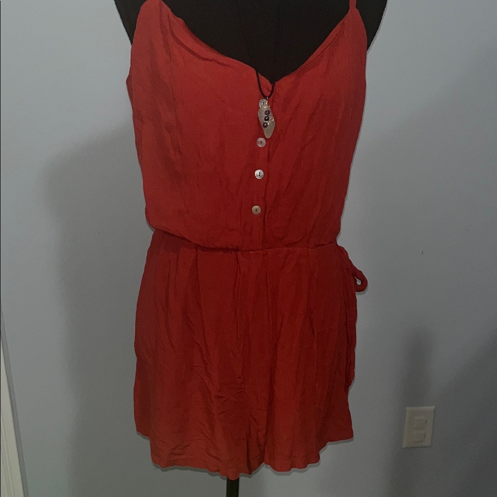 Lily Rose Red Button-Front Romper